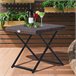 Mesa Cuadrada Plegable Ratán PE, Acero Outsunny 40x40 Marron