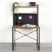 Max Home Escritorio con estantería y tablero perforado madera y acero Negro/ Madera