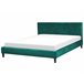 Beliani Cama con somier Terciopelo FITOU 190x214 Verde Oscuro