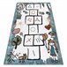 Alfombra FUN Hop para niños rayuela animales 120x170 Azul