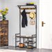 Perchero de Pie con Zapatero Melamina de Madera, Metal HOMCOM Negro