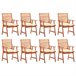 8 Sillas comedor de jardín de madera maciza acacia con cojines Crema