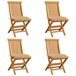 4 Sillas de jardin de madera de teca con cojines Beige