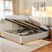 Cama tapizada, luces LED, espacio de almacenamiento Beige