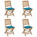 4 Sillas de jardín plegables de madera con cojines Azul
