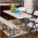 Mesa rectangular plegable blanco efecto granito LIFETIME 184 x 76 x 73,5 cm Blanco