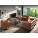 Sillón tapizado en piel con capitoné Marron Claro