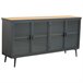 Aparador de metal y madera con vidrio, Negro