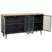 Aparador de metal y madera con vidrio, Negro