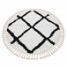 Alfombra BERBER CROSS Franjas Bereber Marroquí Shaggy 160x160 Blanco/ Gris