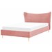 Beliani Cama con somier Terciopelo CHALEIX 168x212 Rosa Talco
