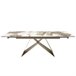 Mesa comedor extensible rectangular mármol porcelánico y acero color champagne Blanco/ Rojo