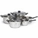 Set Juego de tres sartenes +  Batería de cocina 8 piezas Multicolor