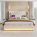 Cama de matrimonio de algodón con almacenaje 150x210 Beige