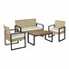 Conjunto de muebles de jardin Calciano 4 piezas ratán Natural