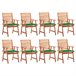 8 Sillas comedor de jardín de madera maciza acacia con cojines Verde Oscuro