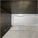 Mampara de Bañera Abatible Giratoria Vidrio Templado 6 mm Rectangular con 2 Repisas y un Toallero,Altura 140cm Blanco/ Gris