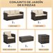 Conjunto de Muebles de Ratán Metal, Ratán PE, Poliéster Outsunny Crudo