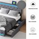 Cama tapizada, LED, 4 cajones, USB 186x210 Cama tapizada, LED, 4 cajones, USB 186x210 Gris