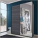 Armario 2 puertas correderas, 1 de ellas con espejo - L135 cm Gris