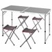 Aktive Mesa plegable regulable aluminio con 4 taburetes Gris