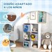 Estantería Juguetes Infantil MDF, Melamina, Tela no Tejida Blanco/ Gris