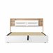 Cama tapizada doble juvenil con LED y almacenamiento hidráulico Cama tapizada doble juvenil con LED y almacenamiento hidráulico Blanco