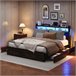 Cama, Cama de metal, 4 cajones, LED, Cama juvenil 182x217 Cama, Cama de metal, 4 cajones, LED, Cama juvenil 182x217 Negro