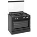 ALPHA Cocina de Gas VULCANO ELITE-90 Negro Mate. Encendido Automático, Wok, Ventilador y Temporizador. Negro