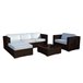 Sofa Chaise Longue + Sillon + Mesa de Ratan PE Marron