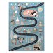 Alfombra FUN Route para niños calle animales 140x190 Azul