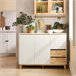 Aparador de Cocina Recibidor 3 Puertas y 2 Cajones FSB75-WN SoBuy Blanco