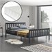 Cama Doble Hellnar de Pino - con Listones Colchón Reposacabezas 188x208 Gris Oscuro