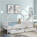 Cama cabaña infantil de madera maciza con 2 cajónes Cama cabaña infantil de madera maciza con 2 cajónes Blanco
