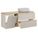 Conjunto muebles con lavabo 3 compartimientos cesto y columna Alba 140 Beige