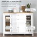 Aparador de Cocina MDF, Vidrio Templado HOMCOM 120 Blanco