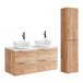 Conjunto mueble lavabo doble y columna April 120 Natural/ Blanco