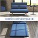 Sofá Cama Doble Lino Sintético, Espuma HOMCOM Azul