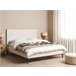 Beliani Cama con somier Terciopelo BAYONNE 171x212 Blanco/ Beige