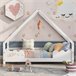 Cama cabaña infantil de madera de pino 206x96 Blanco