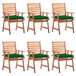 6 Sillas de comedor para jardín de madera con cojines Verde Oscuro