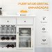 Aparador de Cocina MDF, Melamina de Madera, Vidrio Templado 120 Blanco