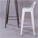 Taburete metálico industrial con respaldo bajo  - Bistro Blanco