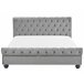 Beliani Cama con somier Terciopelo AVALLON 233x192 Gris Claro