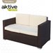 Conjunto muebles terraza sillones, sofá y mesita ratán Aktive Negro