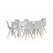 Mesa Extensible de Comedor o Cocina + 6 Sillas Estilo Nordico 178x80 Blanco/ Gris