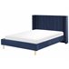 Beliani Cama con somier Terciopelo VILLETTE 165x222 Azul Marino