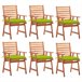 6 Sillas de comedor para jardín de madera con cojines Verde