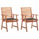 2 Sillas comedor de jardín de madera maciza acacia con cojines Marron