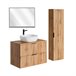 Conjunto de muebles con lavabo espejo LED y columna Adriel 80 Madera